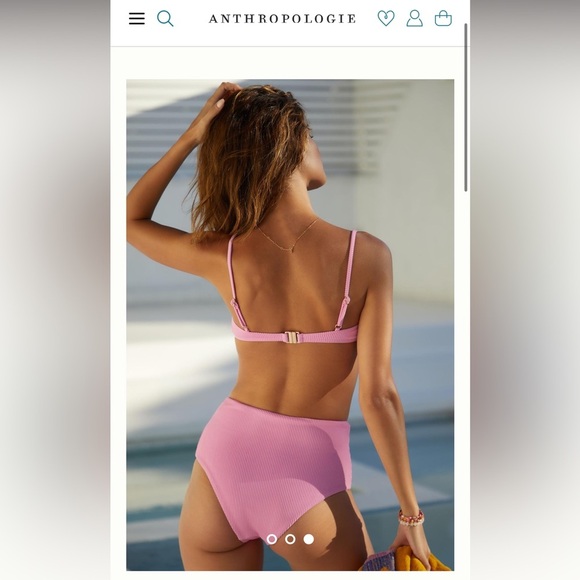 Charlie Holiday Ruby High-Waisted Bikini Bottoms Pink Ribbed NWOT - Picture 6 of 15